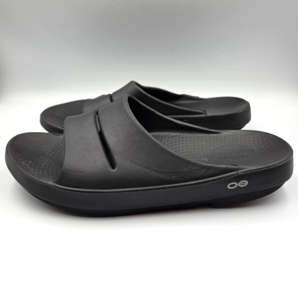 Oofos Ooahh Slide Sandals Womens 11 Black Recovery Comfort Shoes Mens 9